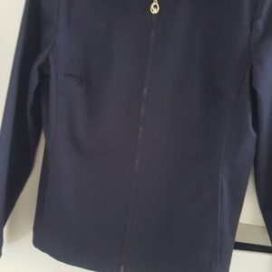 ST JOHN SPORT, NAVY BLUE JACKET WITH LOGO ZIPPER